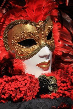 Annecy 'deki çok güzel bir maske ve karnaval makyajı.