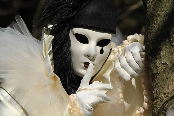Very beautiful mask and carnival makeup in Annecy — Stock Photo, Image