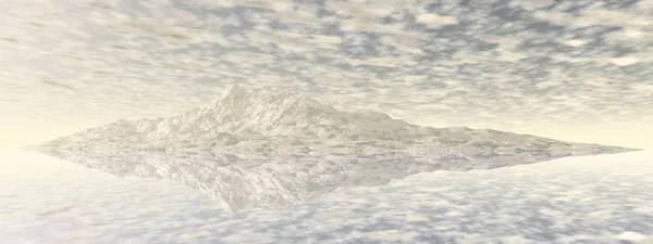 Hermosa vista de una montaña reflejada en un lago - 3d representación —  Fotos de Stock