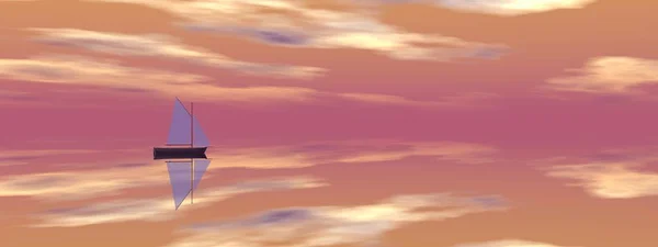 Дуже красивий вітрильник на морі з дуже красивим пейзажем 3d рендеринг — стокове фото