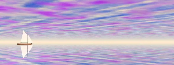 Velero muy hermoso en el mar - 3d renderizado —  Fotos de Stock