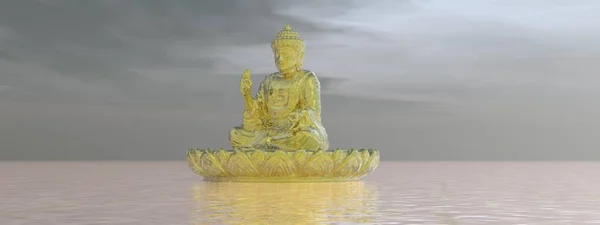 Bardzo piękny krajobraz zen i Budda - 3d renderowania — Zdjęcie stockowe