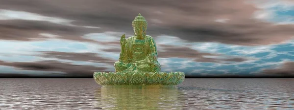 Muy hermoso zen y buddha paisaje - 3d renderizado — Foto de Stock