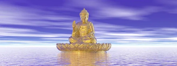 非常に美しい禅と仏像の風景- 3Dレンダリング — ストック写真