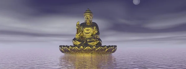 Πολύ όμορφο τοπίο zen και Buddha - 3d απόδοση — Φωτογραφία Αρχείου