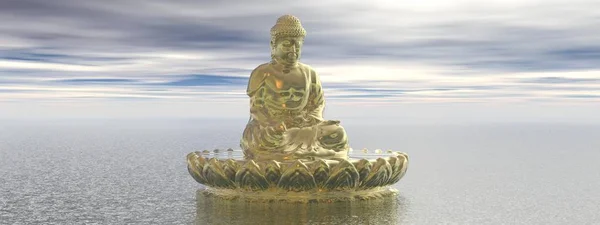 Muy hermoso zen y buddha paisaje - 3d renderizado — Foto de Stock