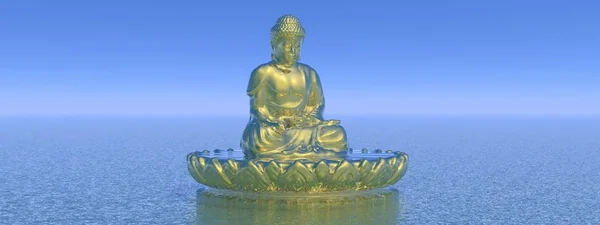 Πολύ όμορφο τοπίο zen και Buddha - 3d απόδοση — Φωτογραφία Αρχείου