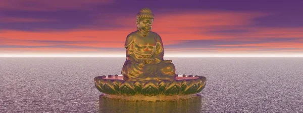 Πολύ όμορφο τοπίο zen και Buddha - 3d απόδοση — Φωτογραφία Αρχείου