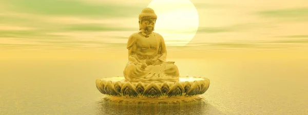 Muito bonito zen e paisagem buddha - 3d renderização — Fotografia de Stock