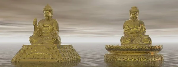 Sehr schöne Zen-und Buddha-Landschaft - 3D-Darstellung — Stockfoto