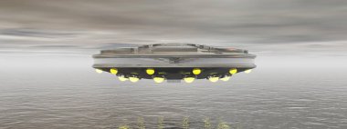 Gökyüzünde çok büyük bir uçan daire - 3D görüntüleme