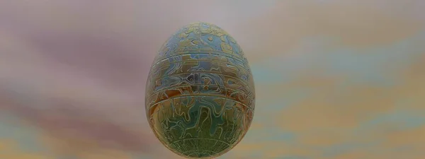 Beautiful Easter egg at sunset - 3d rendering — 图库照片
