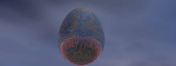 Beautiful Easter egg at sunset - 3d rendering — Stock fotografie