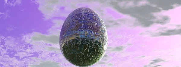 Beautiful Easter egg at sunset - 3d rendering lizenzfreie Stockfotos