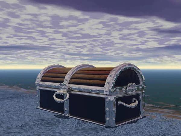 Lost box in the middle of the sea - 3d rendering — Stock Fotó