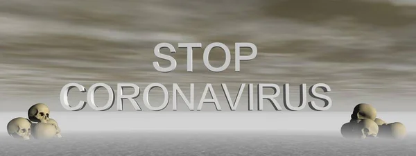 Parar coronavírus e céu - renderização 3d — Fotografia de Stock