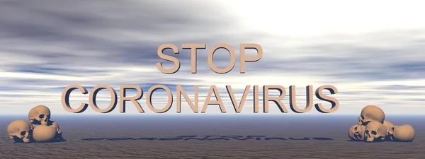 Detener coronavirus y cielo - 3d renderizado — Foto de Stock