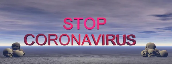 Stop coronavirus and sky - 3d rendering — Stok Foto