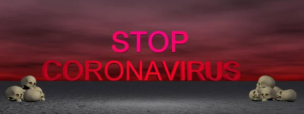 Stop coronavirus and sky - 3d rendering — Stok Foto