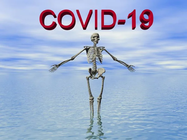 Zatrzymać koronawirus i niebo - renderowanie 3d — Zdjęcie stockowe