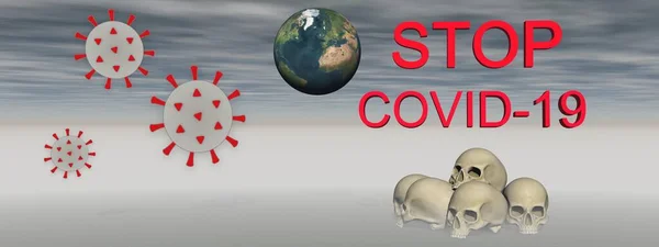 Stop coronavirus and sky - 3d rendering — Stock Photo, Image