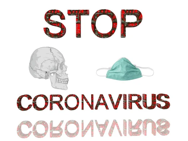 Arresto coronavirus e cielo - rendering 3d — Foto Stock