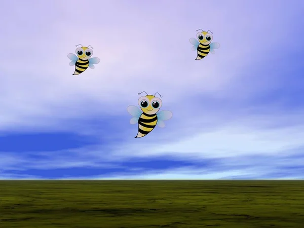 Сохранить пчел на белом фоне - 3D рендеринг — стоковое фото