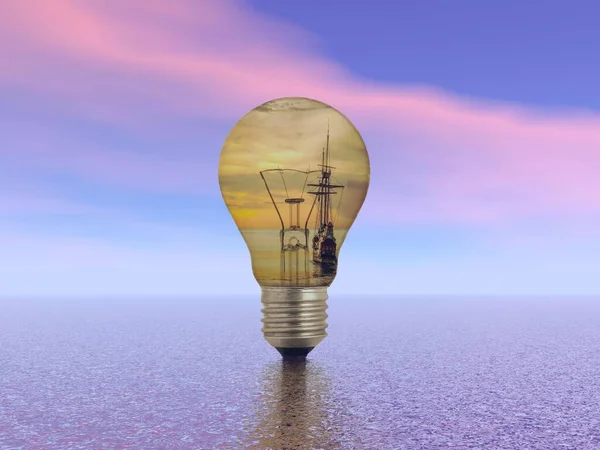 Meerdere lampen in een droomlandschap - 3d rendering — Stockfoto