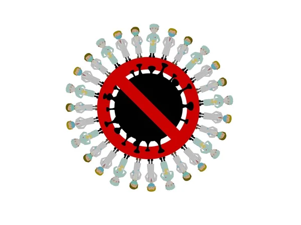 停止Coronavirus和病毒白色背景- 3D渲染 — 图库照片