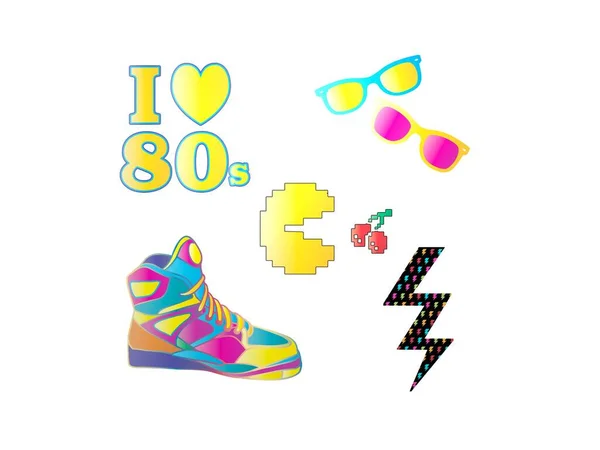Beautiful colors 80s logos - 3d rendering — Stock Photo, Image