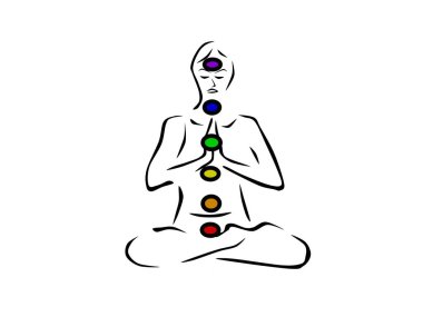 Çakra renginde yoga pozisyonu alan kişi - 3 boyutlu görüntüleme