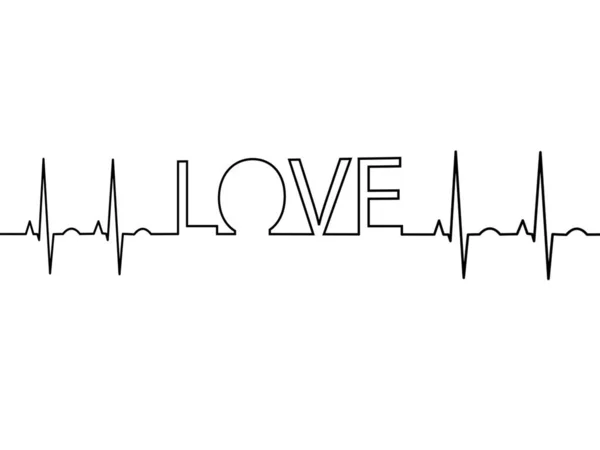 Battito cardiaco con la parola amore su sfondo bianco - rendering 3d — Foto Stock