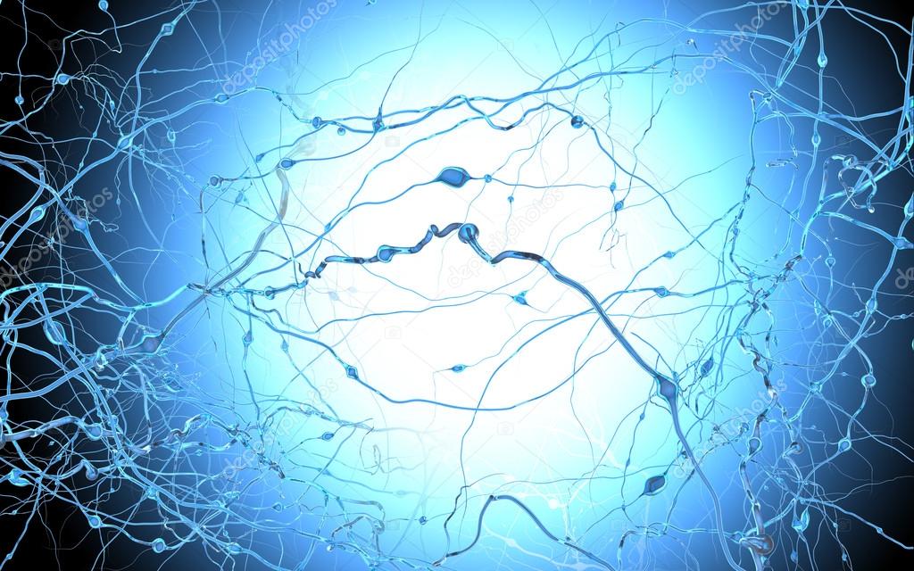 Neurons in the brain 3D illustration