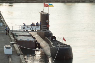 Odessa. Ukrayna. 14 Temmuz 2017. Ukrayna'da askeri tatbikatları Türk askeri gemide. Sea breeze Ukrayna ve Nato 2017 Odessa'da egzersiz. 