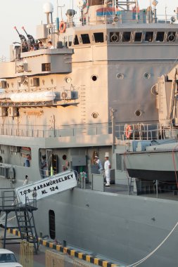 Odessa. Ukrayna. 14 Temmuz 2017. Ukrayna'da askeri tatbikatları Türk askeri gemide. Sea breeze Ukrayna ve Nato 2017 Odessa'da egzersiz. 