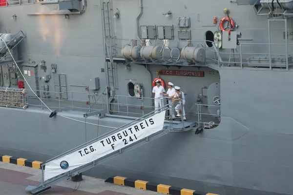 ODESSA. UCRÂNIA. 14 de julho de 2017. Navio militar turco em exercícios militares na Ucrânia. Brisa marítima Exercício ucraniano e da OTAN 2017 em Odessa . — Fotografia de Stock