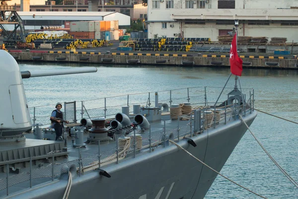 ODESSA. UCRÂNIA. 14 de julho de 2017. Navio militar turco em exercícios militares na Ucrânia. Brisa marítima Exercício ucraniano e da OTAN 2017 em Odessa . — Fotografia de Stock