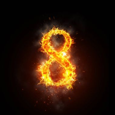 8 numaralı alev yanan ateş. Cadılar Bayramı kavramı.