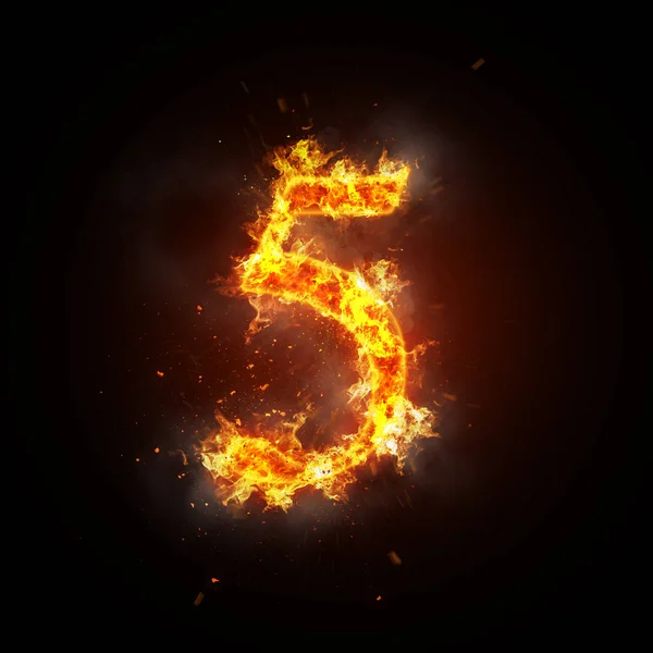 Fire number 5 of burning flame. — Stock Photo, Image