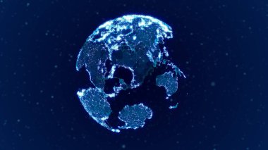 Dünya gezegeni gelecekteki teknoloji sektörü konsepti (3d illüstrasyon
