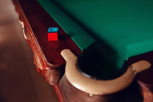 Billiard chalk on tabke — Stock Photo, Image