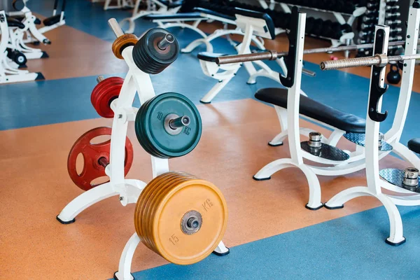 Weight plates on bar-bells — Stock Photo, Image
