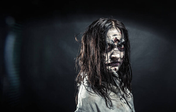 Portrait of horror zombie woman