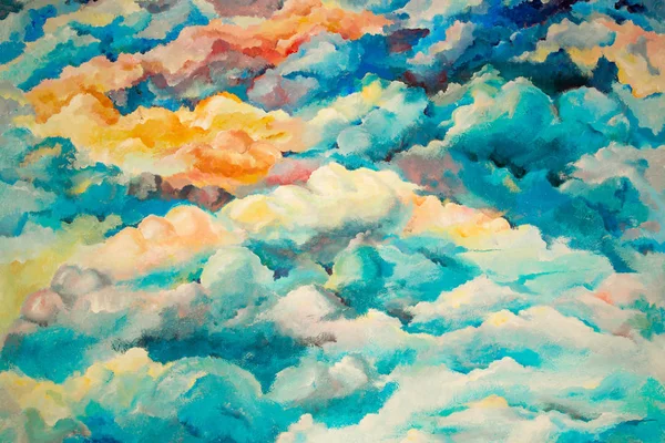 Nuages aquarelle brillants peints — Photo