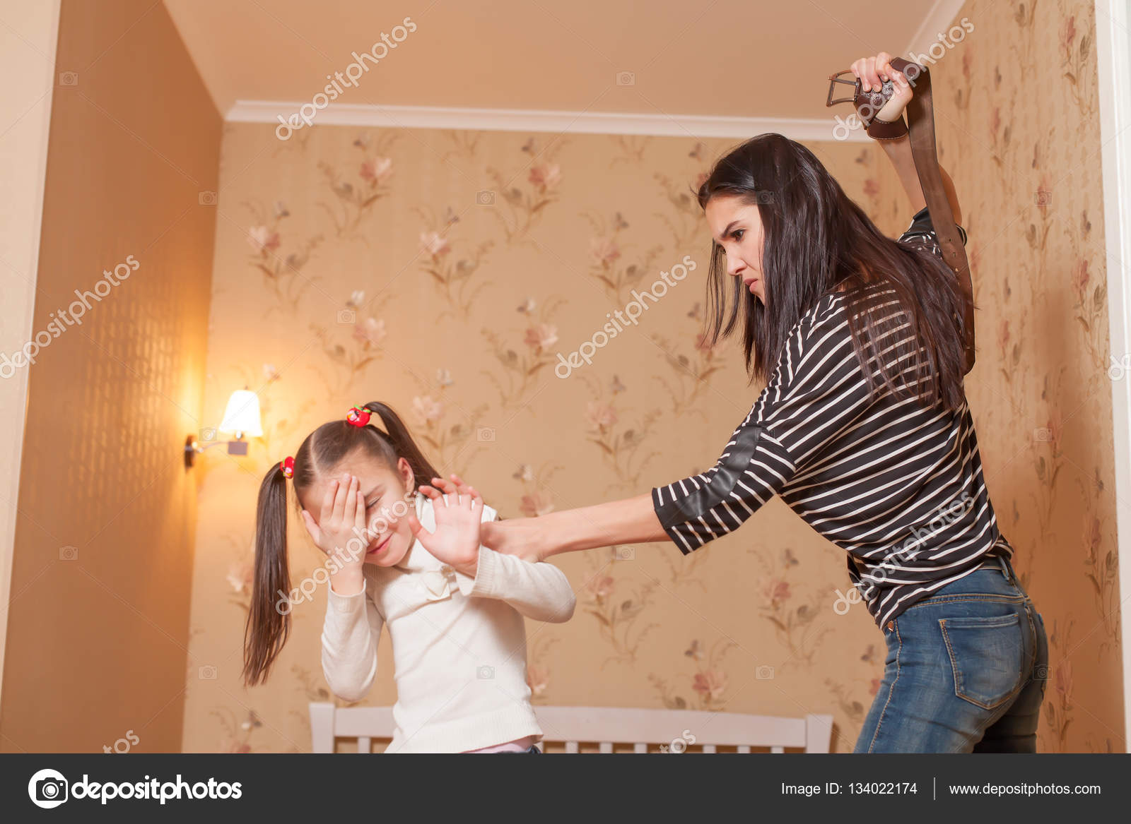 angry girl hit mom