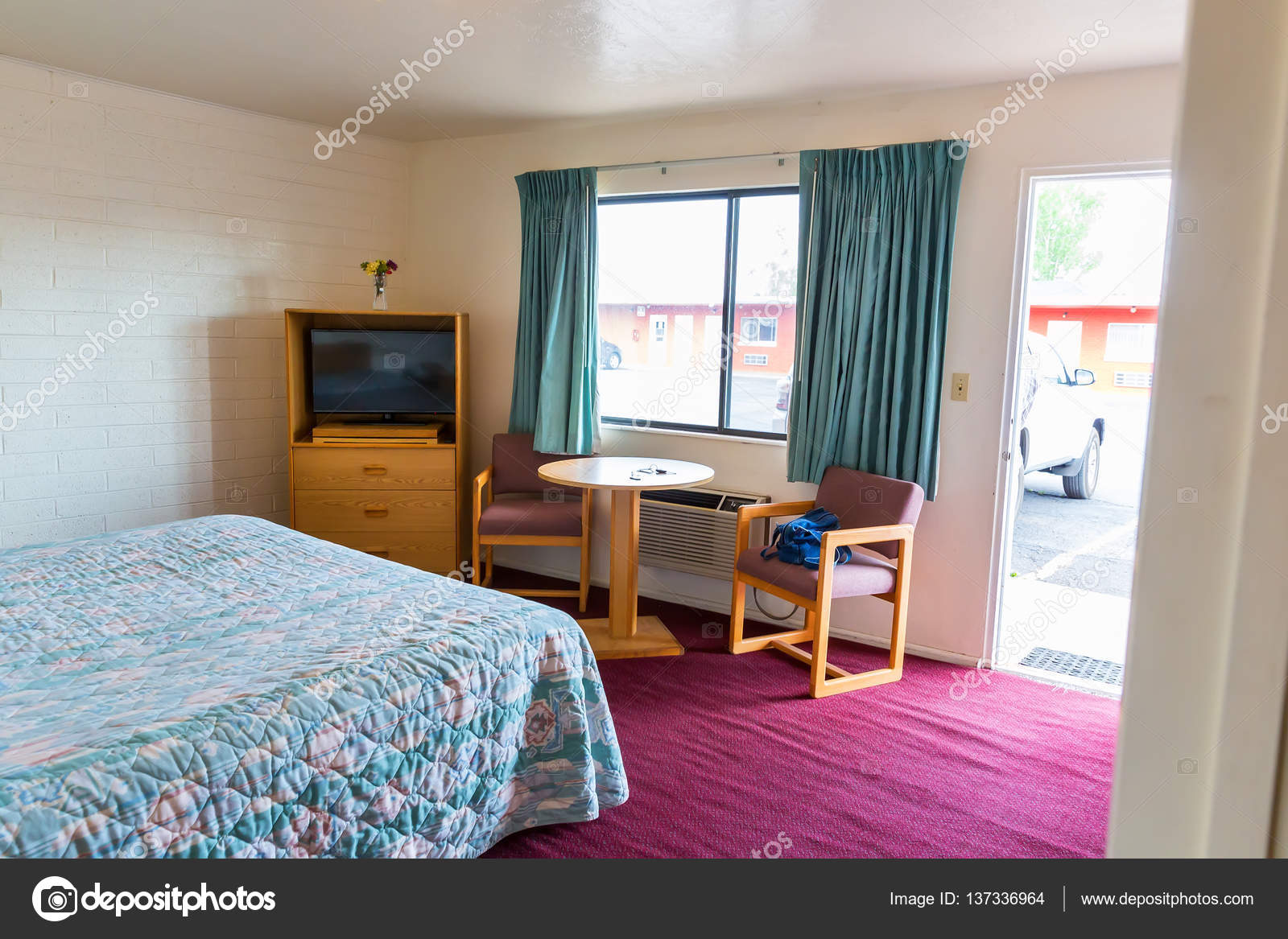 Roadside motel room interior Stock Photo by ©Nomadsoul1 137336964