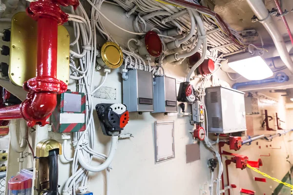 Engineering interior of military ship — Stock Photo, Image