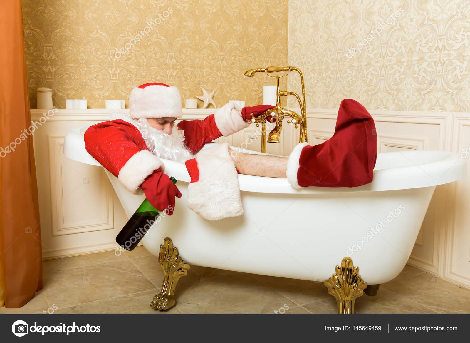 Santa Claus lying in bath Stock Photo by ©Nomadsoul1 145649459