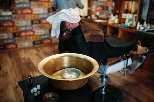 copper bowl and shaving equipment 
