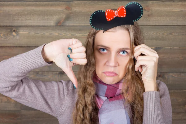 Woman with funny mouse ears — Stock Photo, Image